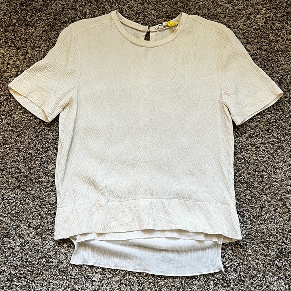 Helmut Lang Chiffon Silk Layered Blouse - Cream/Champagne - size Medium - Picture 2 of 8